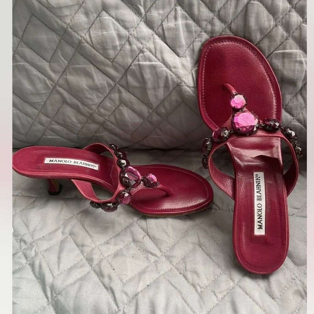 Manolo Blahnik kitten heel mules 37 1/2 (5 1/2 US)